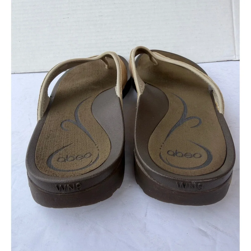 Abeo B.I.O. System Cream Beige Comfort Flip Flop Thong‎ Sandals Sz 9